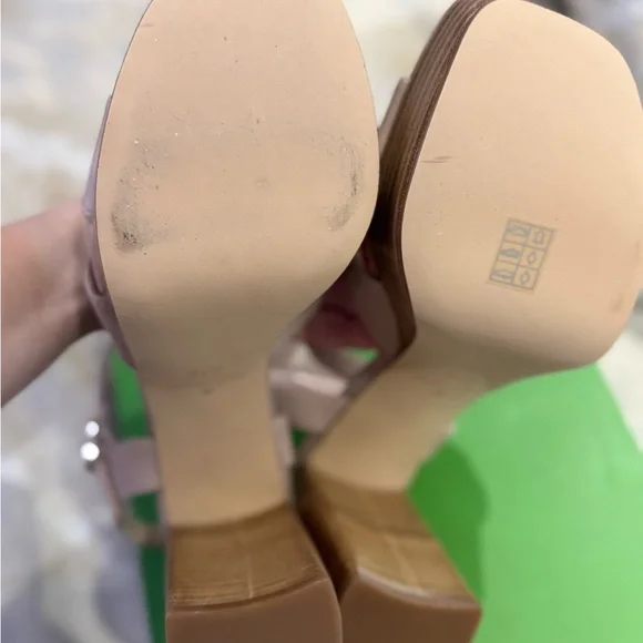 201. Kate Spade Demi Napa Pale Vellum Platform Sandals - Picture 4 of 5